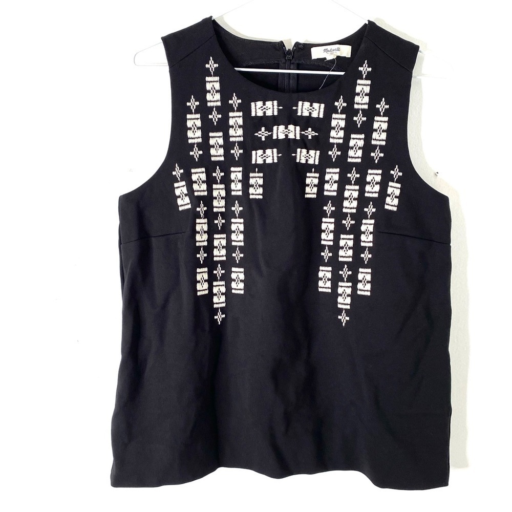 NWOT Madewell Womens Aztec Bohemian Black Embroidered Tank Top Size Small - Picture 3 of 9
